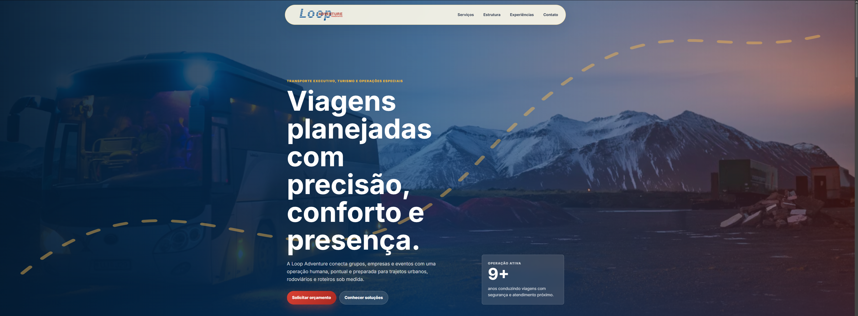 Print do site institucional de transporte executivo
